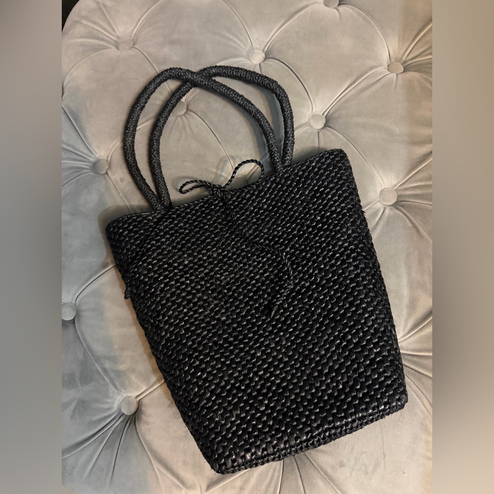 DÔEN Black Raffia Tote Bag